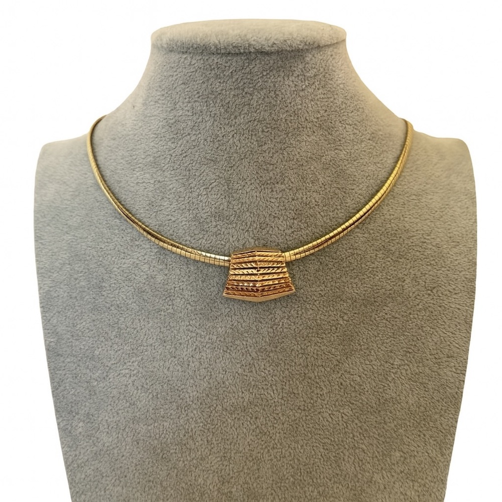 Zales 14k gold filigree modern contemporary omega necklace slide